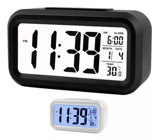 Reloj Despertador Digital Cristal Liquido Alarma Temperatura Color Negro