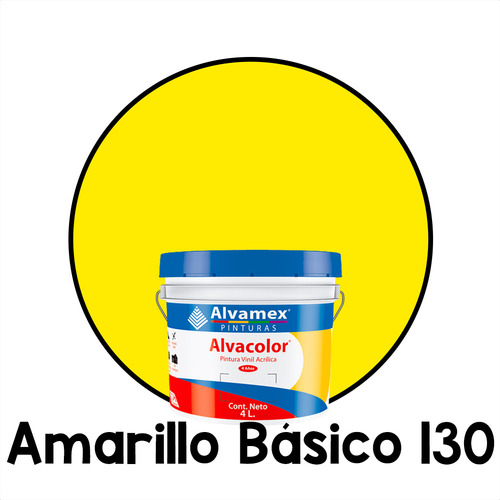 Pintura Vinilica Mate 4 Litros Alvacolor 4 Años Galón Int/ex Color Amarillo Básico