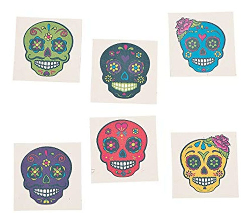 Día De Los Muertos Sugar Skull Tattoos, 72 Count