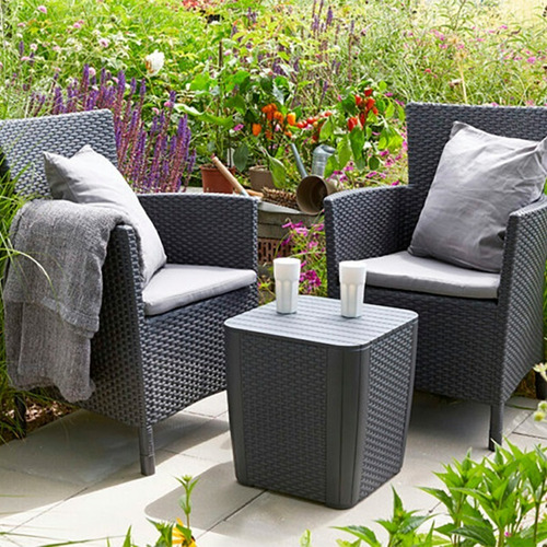 Set De Jardín Y Balcón Para Exterior Tipo Rattan Grafito