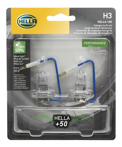 Ampolleta Hella H3 12v 55w Pk22s T3.25 P50 (par)