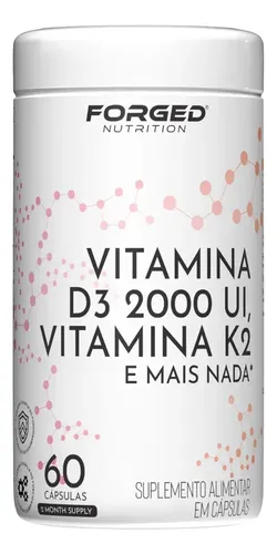 Vitamina D3 2000ui + Vitamina K2 Mk7 Alta Concentração - Dura 2 Meses  Forged Nutrition Sem Sabor