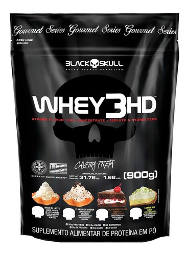 Whey 3hd Gourmet 900g Isolado + Hidro + Conc. - Black Skull