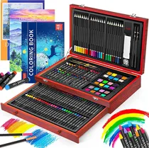 Comprar Set Kit Dibujo Pintura Colores Estuche En Madera Profesional