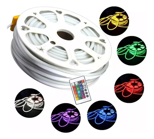 Manguera Neon Flex Multicolor Rgb 50m C/control 110 Volts