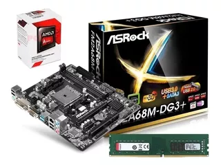 Combo Asrock Fm2a68 Dg3 Procesador A6 7480 Ram 8gb Kingston