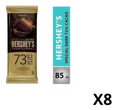 Chocolate Hershey's Special Dark 73% Cacao 85 Grs X8