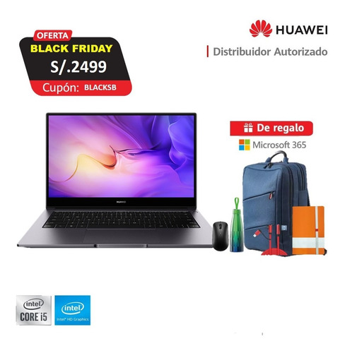 Imagen 1 de 6 de Laptop Huawei Matebook D14 I5 8gb Ram, 512gb Ssd + Regalos