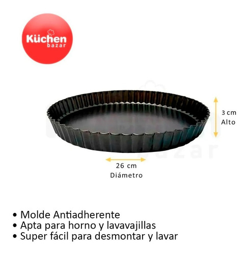 Imagen 2 de 10 de Tartera Desmontable Teflon Antiadherente Horno 26 Cm
