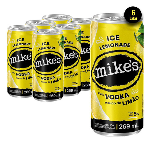 Drink Pronto Mike's Hard Lemonade Limão Lata 269ml (6 Latas)