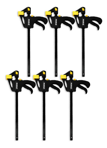 Kit Grampo Aperto Rápido 6 Pçs Fertak Preto Fixação 300mm