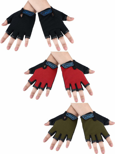 3 Pares De Guantes De Bicicleta Para Niños, Guantes De Med.