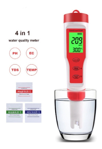 Medidor De Ph Digital 4n1 Tds/ph/ec/temp + Soluciones Caibra