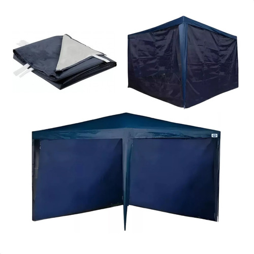 Kit 2 Paredes Gazebo Lateral P/ Tenda 3x3m Azul Impermeável
