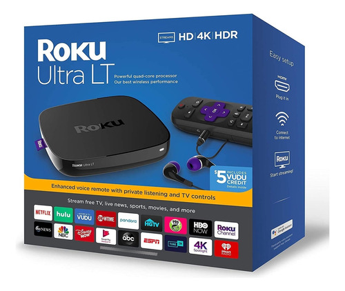 Roku Ultra Lt Streaming Control Asistente De Voz Y Audifonos