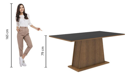 Mesa De Comedor Rectangular Madesa 6 Puestos Marrón Negro