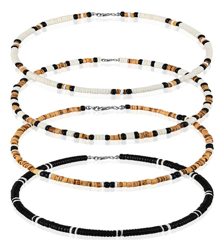 4 Piezas De Collar De Concha De Puka Para Hombres, Gargantil