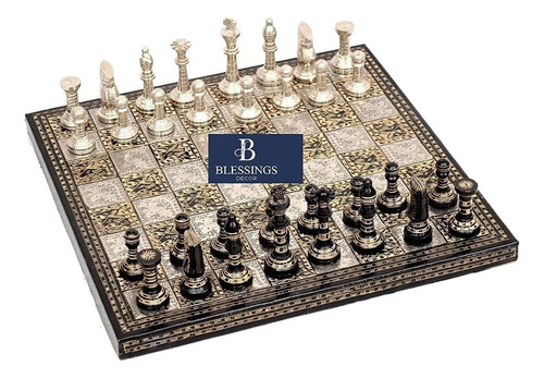 Juego De Mesa De Ajedrez De Latón Y Metal De Primera Calidad