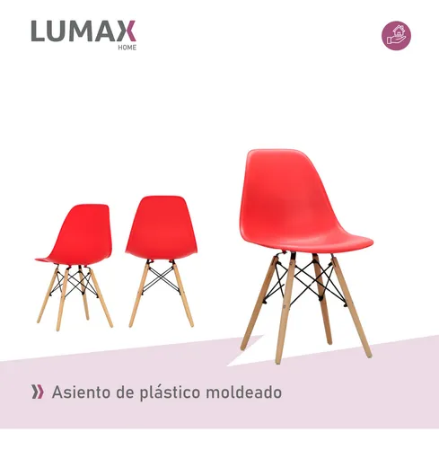 Sillas Eames Diseño Unico Colorido Innovador Moderno Calidad Estructura de la silla Rojo Asiento Rojo Diseño de la tela Liso