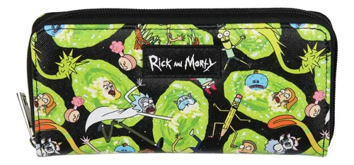 Cartera Rick And Morty Portales Y Personajes Faux Saffiano