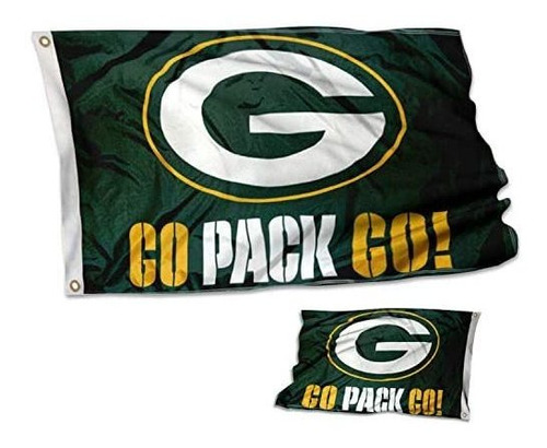 Green Bay Packers Go Pack Go De Doble Cara Bandera