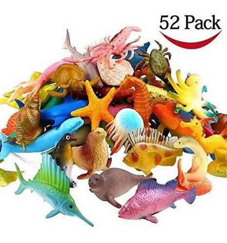 Ocean Sea Animal, 52 Pack Surtido De Mini Vinilo Plastico An