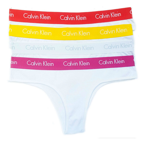 Kit Feminino Calcinha Calvin Klein Monograma Tanga 4 Peças S