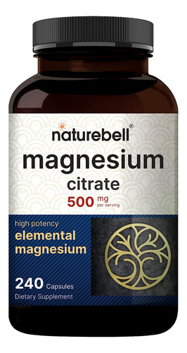 Magnesium Citrate Magnesio Citrato Naturebell 500 Mg 240 Cap