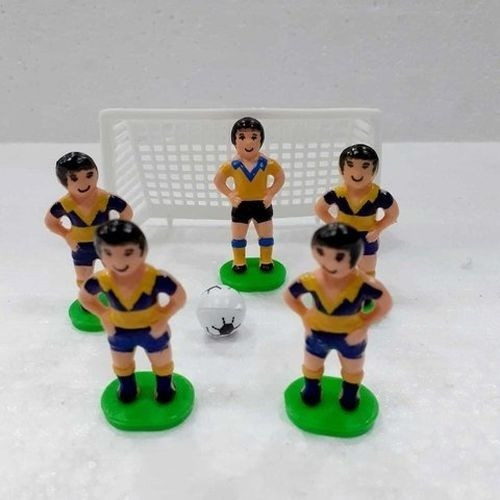 Adorno Para Torta Fútbol Boca 4 Jugadores + Arquero + Arco