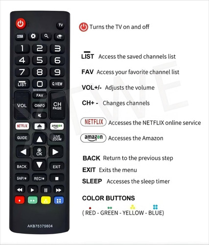 Xtwe Control Remoto Para LG Smart Tv, Compatible Con Todos Los LG Lcd Led Hdtv Uhd 3d 4k Smart Oled Television Akb75095307 Akb73975702 Akb74475401 Akb74475433 Akb74475401 Akb75375604