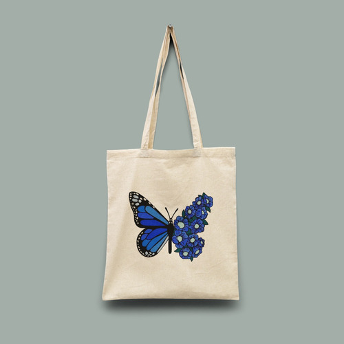 Tote Bag (bolsa Ecológica) Aesthetic, Mariposa Con Flores