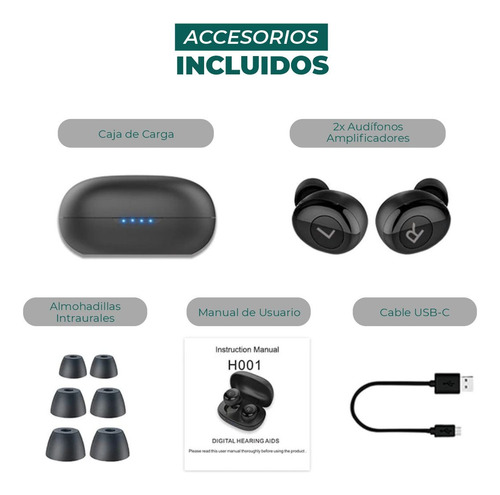 Imagen 7 de 7 de Audífono Amplificador Auditivo Recargable Bluetooth Hipoacus
