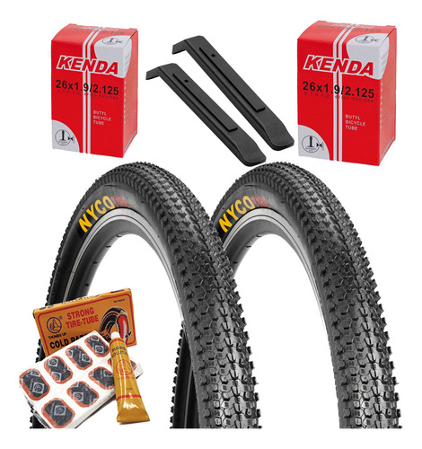 2 Llantas R26 Para Bicicleta De Montaña + 2 Cámaras + Parche