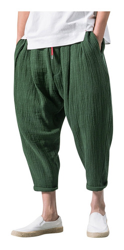Pantalones Hombre Casual Retro Liso Streetwear Cordón 