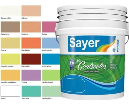 Pintura Vinilica Acrilica Contractor Cubeta 19lt 17 Colores Color Salmon