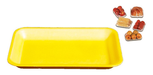 400 Bandeja De Isopor Amarela B02 Rasa 21x14x1,8cm (1pct) Cor Amarelo