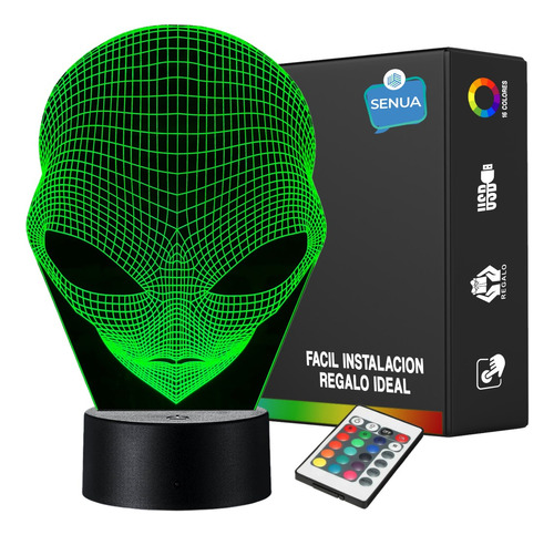 Lámpara De Noche 3d Led Alien Regaló Decoración Holograma