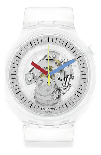 Swatch Big Bold Standard Quartz Silicone Strap, Clear, 20 Ca