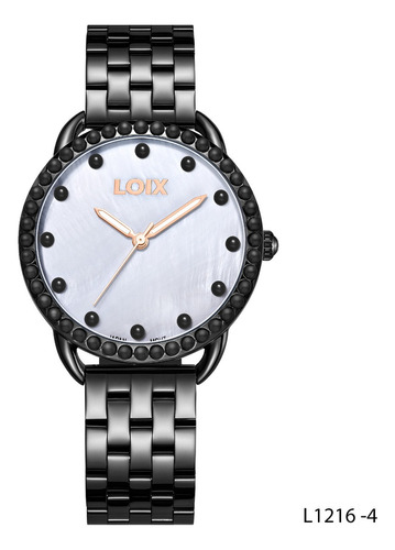 Reloj Mujer Loix® L1216-4 Negro Con Tablero Blanco