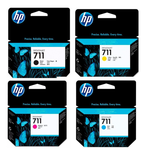 Combo 4 Cartuchos Hp 711 80ml Negro + 3 Colores Originales