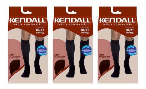 Imagem 1 de 1 de Kendall 1543 Meia 3/4 Alta Compres Masc Preta G (kit C/03)
