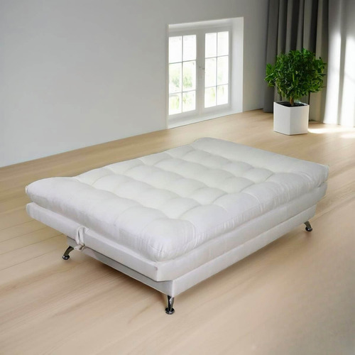 Sofá Cama Moderno Futón Matrimonial 3 Posiciones Lino Gris