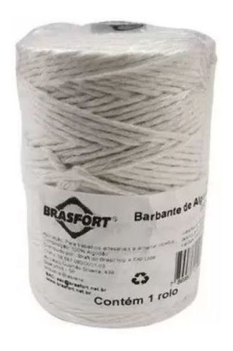 Barbante Brasfort De Algodão 4/8 310m Artesanato E Amarração Cor Branco