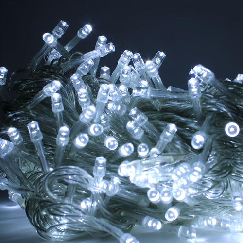 3 Series Navidad 200 Luces Led 10 Mts Blanca Fria 8 Tiempos
