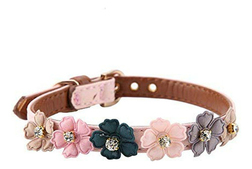 Collar Ajustable Axgo De Piel Sintética Para Gatos Con Flore