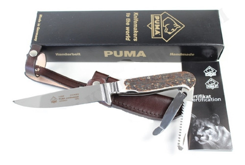 Cuchillo De Caza Puma Waidmesser Stag 11,1cm Funda De Cuero