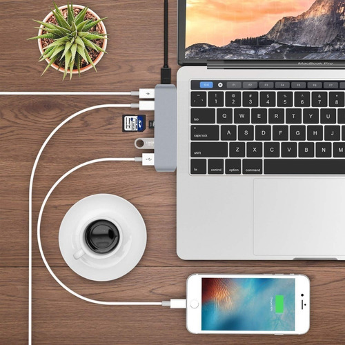 Imagen 9 de 9 de Adaptador Usb C Hub Mac Macbook Air Pro Hdmi 4k Usb C Sd Tf