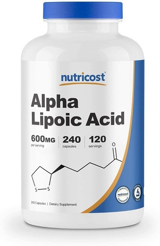 Ácido Alfa Lipóico 600mg 240 Cápsulas Nutricost Longa Val.