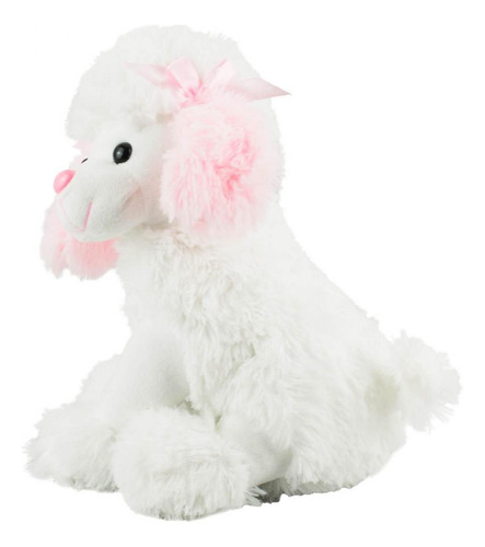 Cachorro Poodle Branco Sentado 27cm - Pelúcia