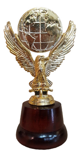 Trofeo Plástico Standard Aguila Mundo Base Madera - Souvenir